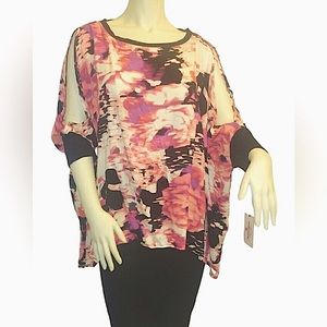 NWT Juicy Couture Dolman Batwing Cold Shoulder Split Sleeve Poncho Top Size XL